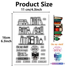 CRASPIRE Vintage Books and Bookshelf Clear Stamps for Card Making Words Transparent Rubber Stamps Reusable Silicone Stamp Crafting DIY Scrapbooking Photos Album Decorative Stamp Sheets