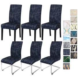 Alishomtll Stretch Chair Covers, Set of 4/6 Chair Covers, Swing Chair, Elastic Chair Covers, Removable Washable Dining Room Chairs Covers for Restaurant, Hotel, Banquet (Lines, 6 Pieces)
