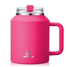 Gpeng 30/40/50 oz Tumbler with Handle, Water Bottles with Straw Lid, Insulated Stainless Steel Travel Mug Cup Holder Friendly, Keep Drinks Cold or Hot for Hours (50 oz)