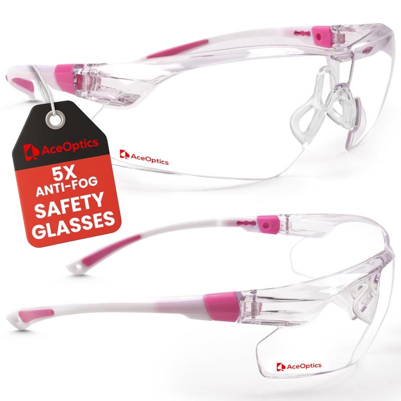 Safety Glasses – ANSI Z87 Certified, 5X Anti-Fog ClearShield™ Lenses