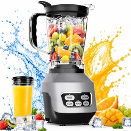 DUMOS Smoothie Blender for Kitchen with 6 Blades, Personal Blender for Smoothies with 24 34 60 oz BPA-Free Cups, Large Capacity, Portable and Easy Clean, for Ice Crush, Shakes, Sauces, Silver