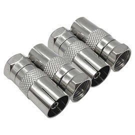 AUTUUCKEE 4pcs TV Aerial Connector, F Male to TV Female TV Aerial Socket Coax Adapter for Aerial Cables Satellite Cables 9.5TV Female to F Type Connector
