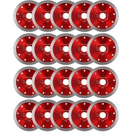 Therwen 20 PCS Diamond Saw Blade 4-1/2 inch Thin Tile Blade Bulk Diamond Cutting Wheel for Angle Grinder Smooth Cutting Porcelain Ceramic Tile Granite Marbles(Red)