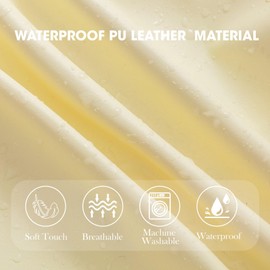 Genina Waterproof PU Leather Seat Covers for Dining Chairs,Chair Seat Covers Set of 6, Stretchable Dining Room Chair Seat Covers for Chair Protector Slipcover for Kitchen