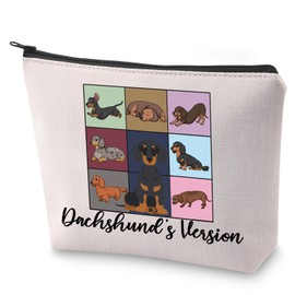 BLUPARK Wiener Dog Mom Cosmetic Bag Dachshund Mom Gift Dachshund's Version Makeup Bag Gift For Dachshund Lovers, Dachshund's Version, Retro