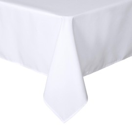 sancua Square Tablecloth - 60 x 60 Inch - Water Resistant Spill Proof Washable Polyester Table Cloth, Decorative Fabric Table Cover for Dining Table, Buffet Parties and Camping, White