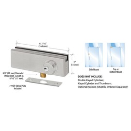 CRL Brushed Stainless AMR Series Patch Lock AMR205BS