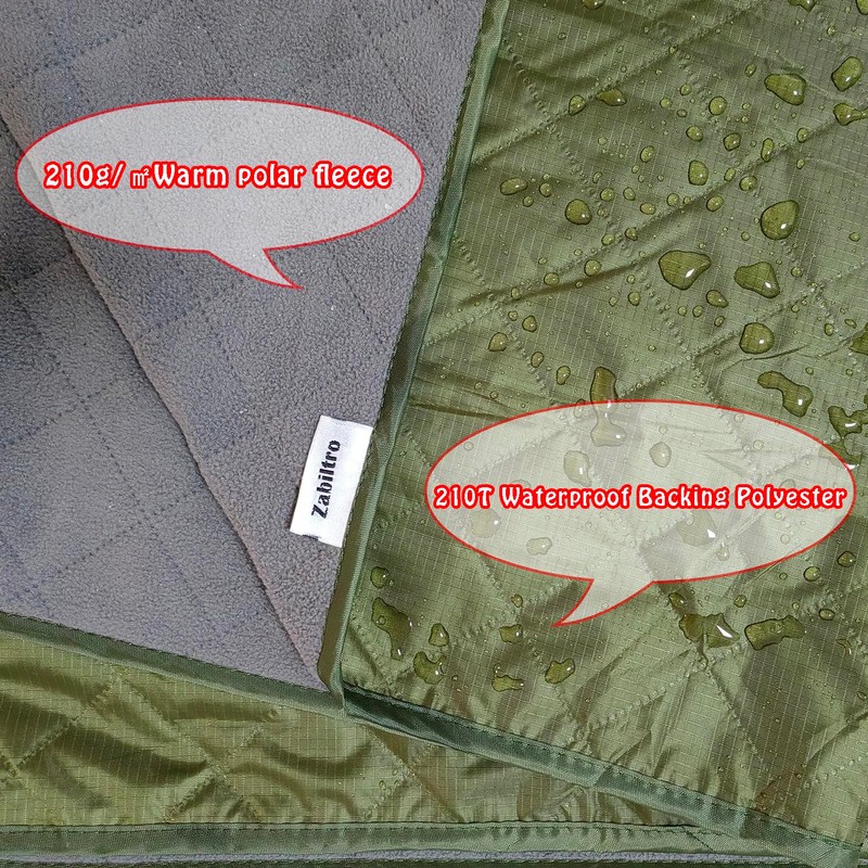 Zabiltro Large Outdoor Waterproof Blanket-Quilted Extra Thick Fleece Windproof Warm