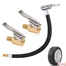 BAOSROY Valve Extension, Valve Extension Set, 10 cm Car Valve Adapter with 2 Lever Plugs, Tyre Inflator, Hose, Tyre Compressor Extension, Valve Connector for Car, Bicycle, Motorcycle