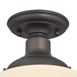 Westinghouse Lighting 6342200 Scholar One-Light Indoor Semi-Flush Ceiling Fixture, Oil Rubbed Bronze Finish with White Opal Glass, 11.42