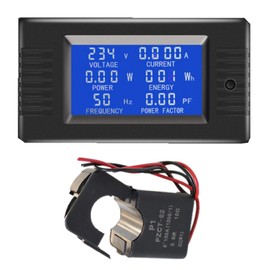 AUTENS AC Digital Meter AC 80-260V 100A Current Voltage Power Energy Panel Monitor Detector LCD Digital Display Ammeter Voltmeter Multimeter with Split Core Current Transformer CT