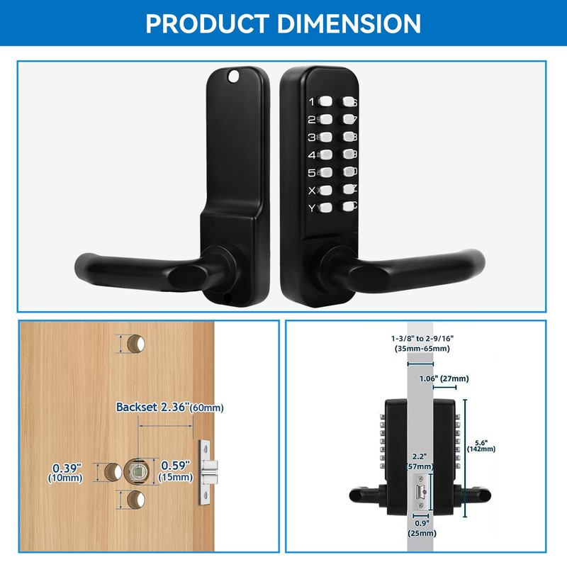 Gertrdti Keyless Entry Handle Set, Stainless Steel Keypad Front Door