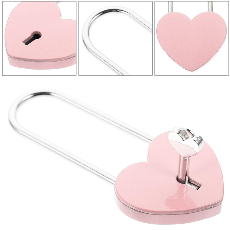 Baluue Love Lock Heart Padlock with Key, 10CM Diary Lock