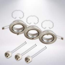 BRILONER - 3er Set Einbaustrahler Rahmen, inklusiv GU10 Fassung, schwenkbar, Lochmaß 68mm, IP23, 230V, Einbaurahmen, Einbauspots, Deckenspots, Spots, 86x65mm (DxH), Matt-Nickel