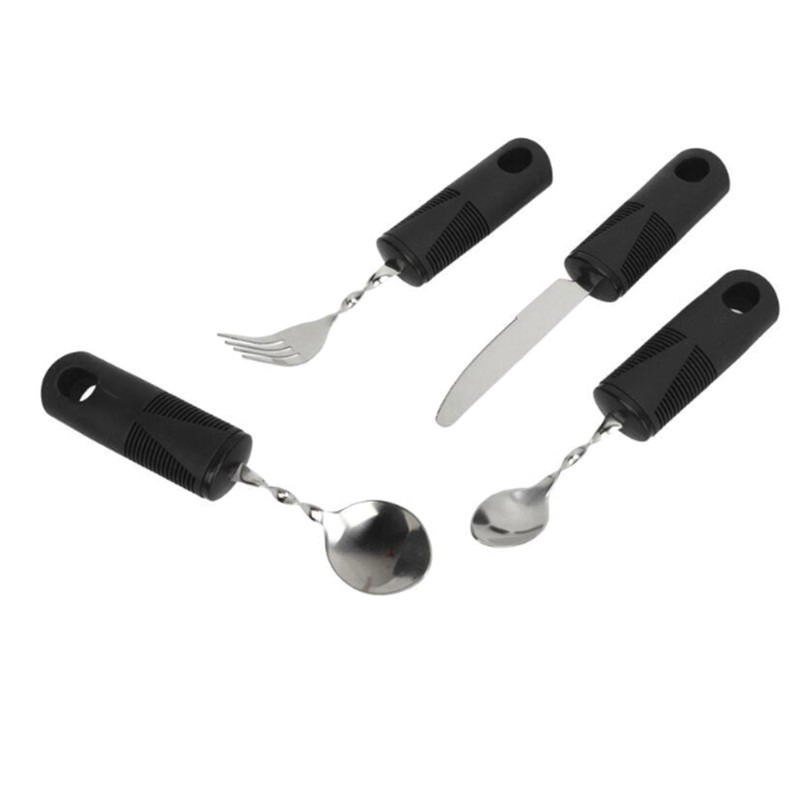 4pcs Elderly Adaptive Cutlery Set Eat Independently Easy Grip Handles