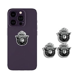 4-Pack: Black & White Smokey Bear Face Shaped Sticker (US Forestry Forest Laptop Cell Small Vinyl Decal (1.5 inch Each)