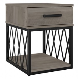 Bush Business Furniture City Park Industrial End Table with Drawer, Driftwood Gray