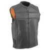 Milwaukee Leather MLM3560 Men's Black Leather Vest - Reflective Piping