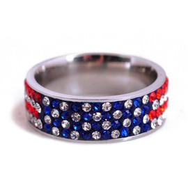 None American Flag Stainless Steel Rings for Women Rhinestones Charms Crystal Jewelry (7)