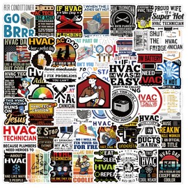 56pcs HVAC Stickers Decals Pack，Cute Cartoon Stickers Vinyl Reusable Non-Repeating Waterproof Vinyl for Kids Teens Adults，for Water Bottle Phone Laptop Guitar Scrapbook Skateboard Luggage