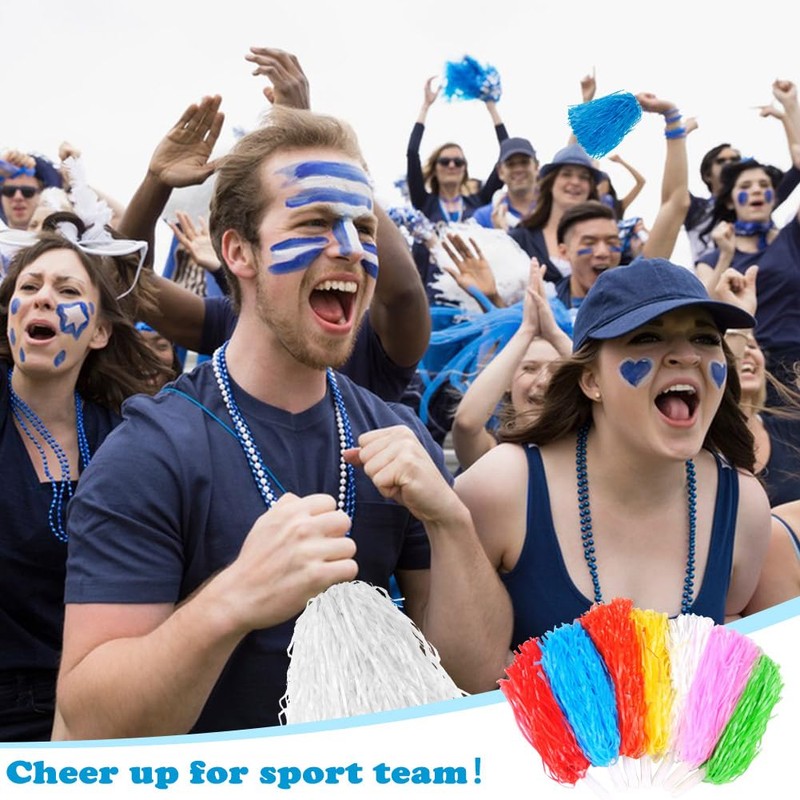 Lovecheer 24PCS Blue and Yellow Pom Poms Cheerleading Plastic Cheer