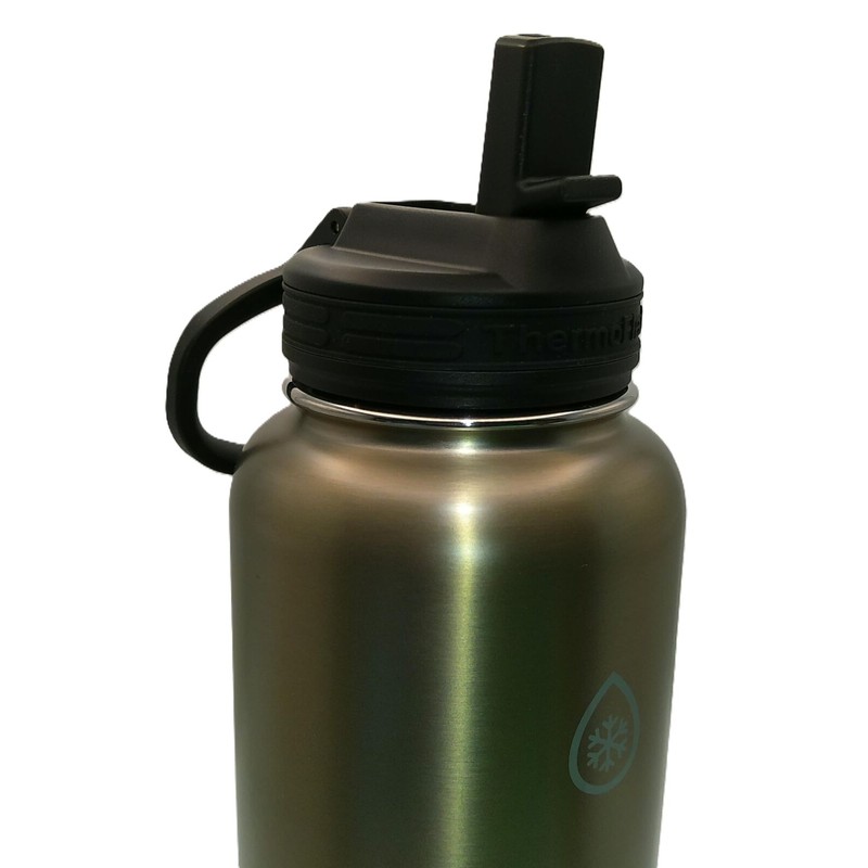 ThermoFlask Stainless Steel Water Bottle, 40 oz, 2-Pack (Silver/Blue Brushed)