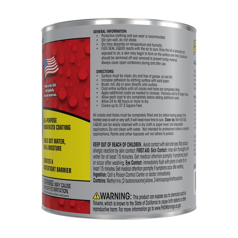 Flex Seal Liquid, Rubber Coating Sealant, Waterproof, Flexible, Breathable, and