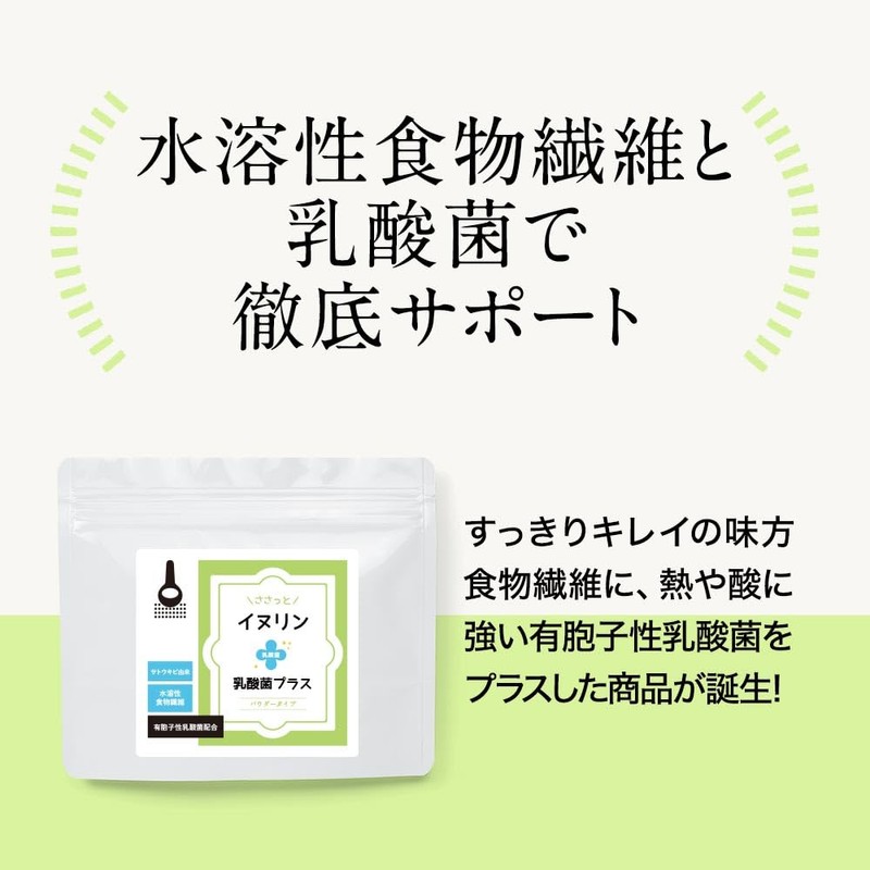 オーガランド イヌリンパウダー 乳酸菌プラス 100g イヌリン 乳酸菌 粉末 溶けやすい 水溶性食物繊維