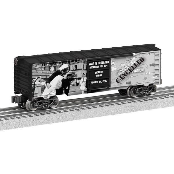 Lionel Trains Kiss the War Goodbye MUSA Boxcar, O Gauge, 10.5" (1938210)