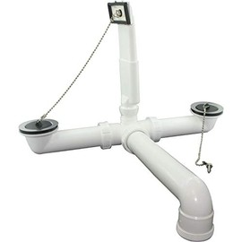 Sanit 33.160.00.0000 6/4" Plug Overflow Valve for Double Sink White