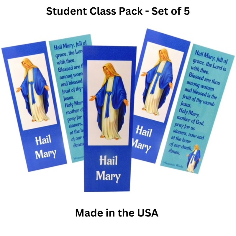 Hail Mary Bookmark Holy Cards Bundle with Prayer Student Class