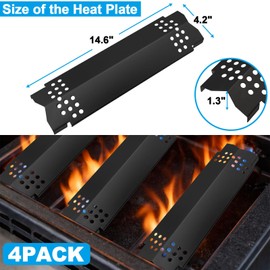 Set of 4 Grill Heat Plates and 4 Burner Tubes with Igniter Electrode Replacement Parts for Nexgrill 4 Burner 720-0830H 720-0783E 720-0958A Grill Replacement Parts for Nexgrill Gas Series