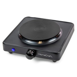 HomeCraft HCSB75BK Portable Countertop Single Burner Hot Plate Electric Cooktop, 750 Watts, Adjustable Temperature Control, Black