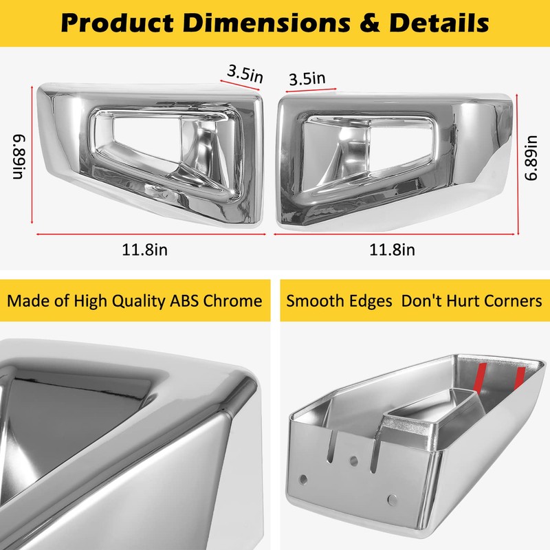 Front Bumper End Corner Bezels Covers Trim Molding Chrome Exterior
