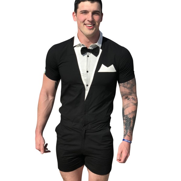 Zesties Male Romper (Medium, Tuxedo)