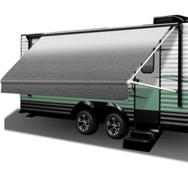 RV Awning Fabric Replacement 14FT (Fabric 13' 2"), Heavy Duty Camper Awning Replacement Weatherproof Vinyl Universal Outdoor Canopy for Camper, Trailer, and Motorhome Awnings Grey