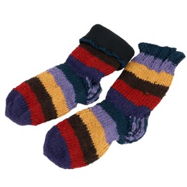 GURU SHOP Hand Knitted Sheep Wool Socks House Socks Nepal Socks Men Women Wool, Blue / Multi-Coloured, M