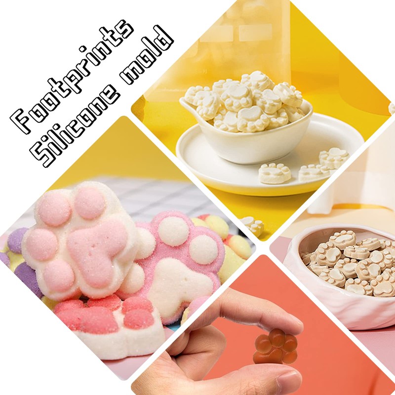 Dog Paw Silicone Mold, 2 PCS Mini Dog Treat Molds,