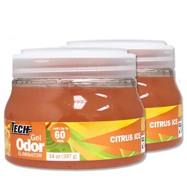 TECH Gel Odor Eliminator for Homes and Other Indoor Uses - Odor Absorber to Freshen Up Your Space - Citrus Ice (2 Pack of 14 OZ)