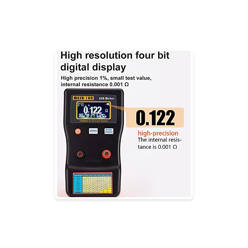 Ticfox MESR-100 Auto Ranging ESR Capacitor Low Ohm Meter Capacitive