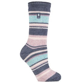Heat Holders | SockShop | Ladies Original Thick Winter Warm Thermal Boot Socks | Twist Stripe Design | TOG 2.34 | Women's UK 4-8 / US 5-9 | Palma Denim Stripe