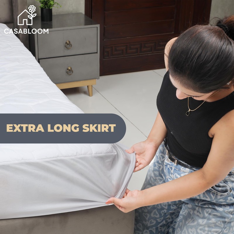 CASABLOOM Luxury Double Mattress Protector – Quilted, Noiseless, Deep Fit