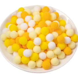 500 Pieces Pom Poms Yellow and White, 0.6 inch Small Craft Pompoms, Soft Fluffy Puff Balls for DIY Arts and Bulk Craft Making Decorations Supplies (Yellow Series, 1.5 cm / 15 mm)
