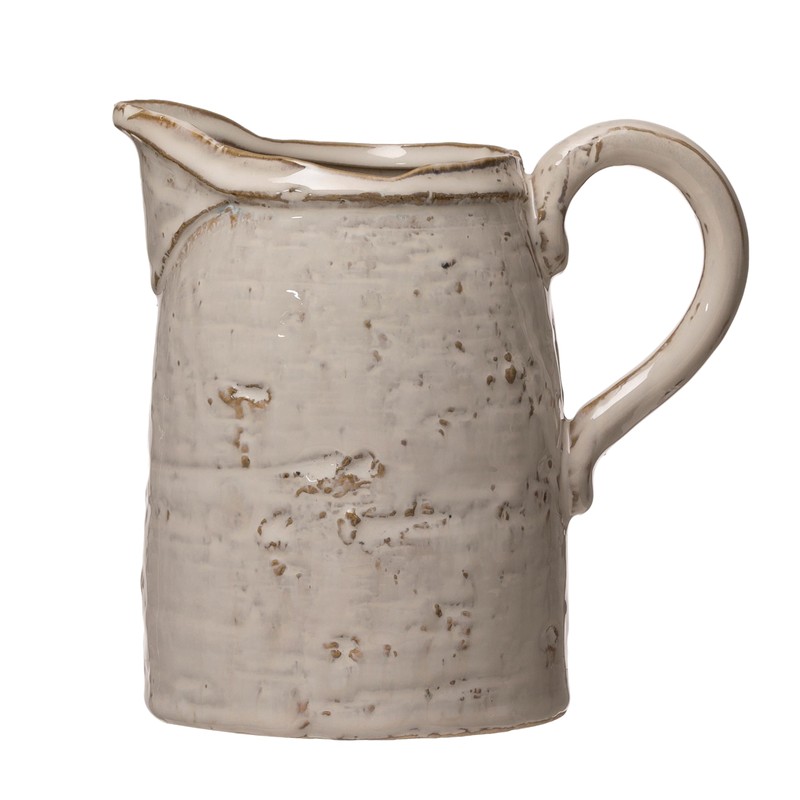 28 oz. Stoneware Pitcher, Reactive Glaze, White (Each One Will