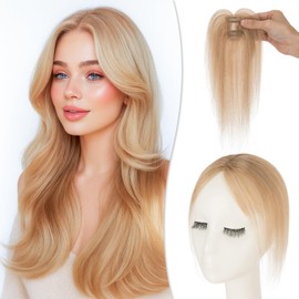 tesshair Clip In Fringe 360° 3D Cover Clip in Side Bangs 100% Real Human Hair Toppers with Side Bangs Natural Fringe Clip in Hair for Women(Dark Blonde, 10g)