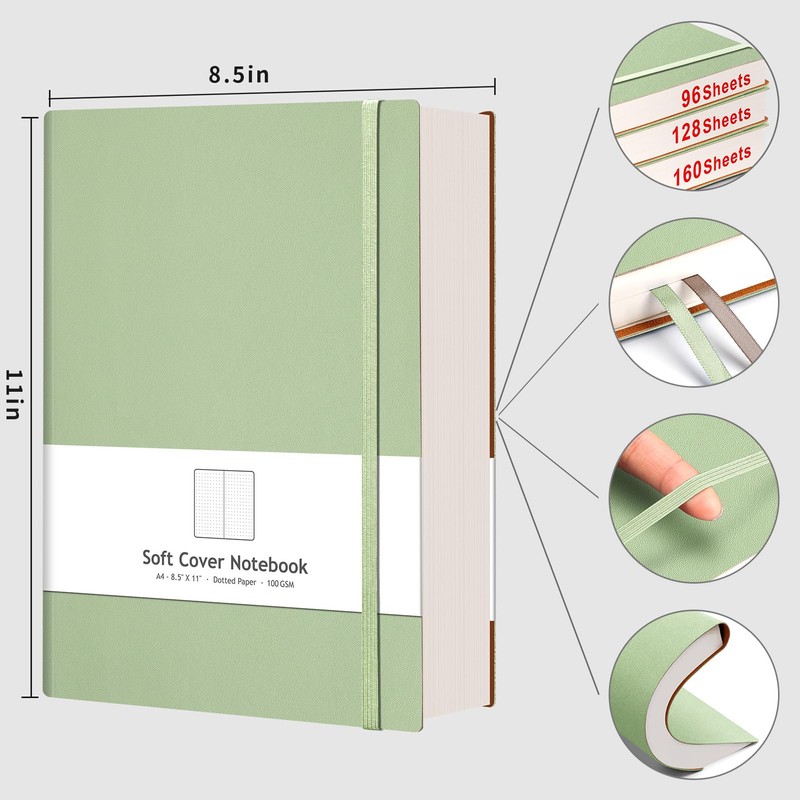 AHGXG Dotted Journal - Large A4 Notebook Dotted, 8.5''×11'', 320