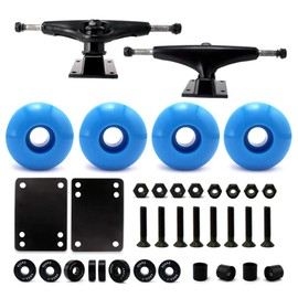 VJ 5.25 139mm Skateboard Trucks (Black), Skateboard Wheels 52mm, Skateboard Bearings, Skateboard Pads, Skateboard Hardware 1.25" (52mm Sky Blue)…