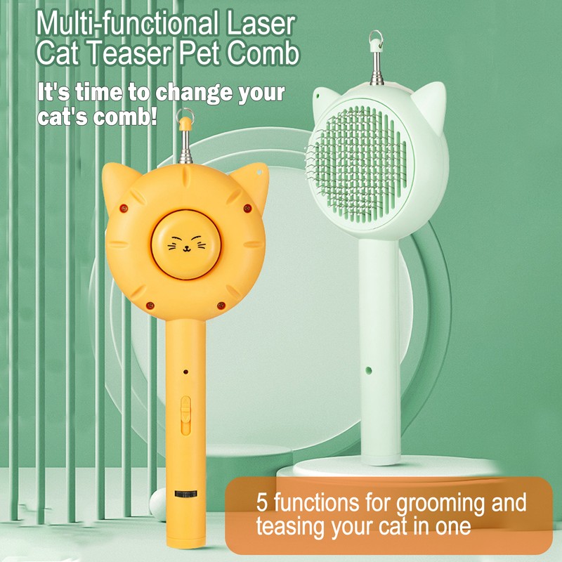 Cat Teaser Toys Laser Teaser Stick Feather Bell Pet Comb