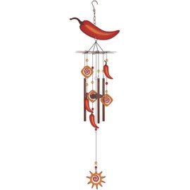 Sunset Vista Designs Southwest Collection - Large Rustic Metal Wind Chime, Chile Pepper