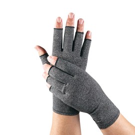 JOMOCARE Compression Arthritis Gloves Compres Arthritis Fingerless Gloves Joint Pain Support Compres Gloves for Women Men (Gray, Small)
